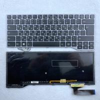 Клавиатура для ноутбука Fujitsu LifeBook E733 E734, чёрная, с серой рамкой, с подсветкой, RU