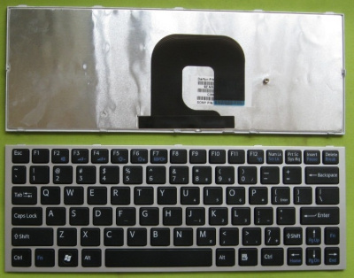 Клавиатура для ноутбука Sony VPC-YA, черная, с серой рамкой, RU